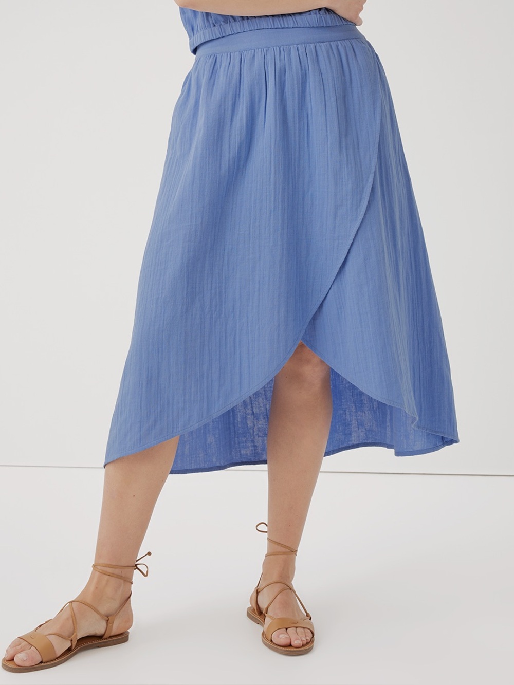 ‼️EUC: Pact Organic Blue Coastal Gauze Matching Skirt Set - L - Picture 6 of 11
